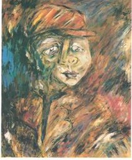 [大橋小舖] 戴帽子的男孩 / 王廷俊1995年油彩畫布作品 / 12F50X60.5cm /含畢卡索高級畫框 / 運費賣家自付