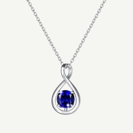 FANCIME "Infinite Embrace" September Birthstone Sapphire Infinity Symbol Sterling Silver Pendant Nec