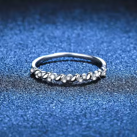 Beautiful Moissanite Eternity Band for Engagement Pass Test 14K 18K White Gold Ring for Women Au585