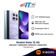 Xiaomi Redmi Note 15 5G Smartphone 108MP | 45W+5520mAh battery | 120Hz AMOLED IP66 (6GB+128GB / 8GB+