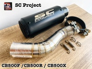 SC Project ปากตะแกรงดำ พร้อมสลิปออน CBR500/CB500F/CB500X