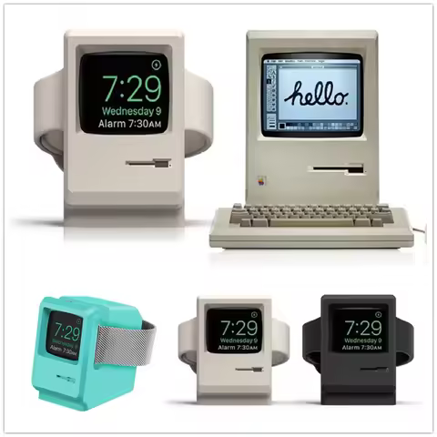 PC Retro Macintosh Style Charging Dock Stand for Apple Watch Series 6 SE 5 4 3 2 1 Nightstand Mode H