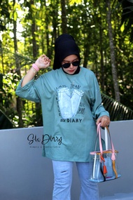 KAOS OVERSIZE WANITA SIX DIARY / BAJU OVERSIZE WANITA SIX DIARY / ATASAN OVERSIZE SIX DIARY MOTIF IJ