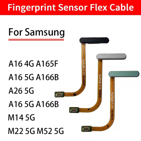 Fingerprint Sensor Power Key Button Flex Cable For Samsung A26 A16 4G 5G M14 M22 M52 5G Home Return 