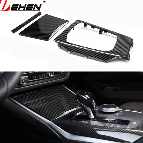 3Pcs Dry Carbon Center Console Gear Panel Trim For BMW 3 4 Series G20 G22 G26 G80 G82 G42 2019‑2026 
