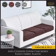 Sofa Cushion Cover Checkered Fleece Fabric Elastic