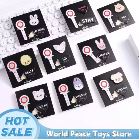 3pcs/Set Skzoo Straykids Brooch Set Lightstick Cartoon Animal Name Badges Kpop Stay Fans Collectible