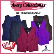 VEST PENGAWAS SEKOLAH SIZE S3XL HITAM BIRU MAROON HIJAU PURPLE (PAKAIAN SEKOLAH) (SCHOOL UNIFORM)