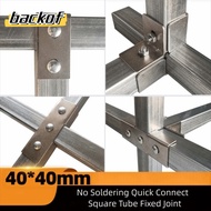 BACKOF Pipe Fixed Joint, solderless carbon steel Square Tube Connector,  40*40mm Fixed Pipe Clamp ga