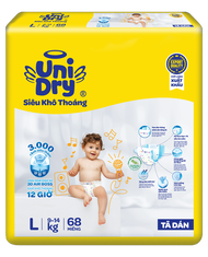 Combo 6 Tã dán UniDry Siêu khô thoáng gói Super Jumbo mới size M76/L68/XL62