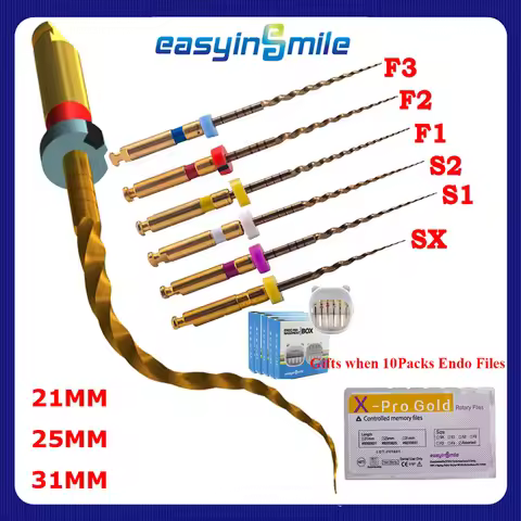 6PCS Dental Endodontic X-Pro Gold Taper File NITI Root Rotary Files Engine Use SX S1 F1 F2 F3 21MM 2