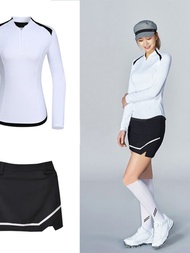 Titleist DESCENNTE PEARLY GATES ANEW FootJoy J.LINDEBERG ✎﹉❈ New Golf Clothing Women's Suit Short Skirt Quick-drying Breathable Versatile Golf Slim Polo Shirt Long Sleeve