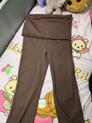 zara brown flared fold over leggings