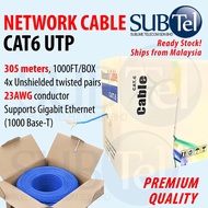 SenTec Cat6 UTP Network Drum Cable 305m Solid Ethernet LAN Blue Cable 305 meters Box Premium Quality