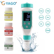 Penguji PH Meter Klorin Digital 7 Dalam 1 Penguji SALT/ ORP/ TDS/EC/TEMP Penganalisis Kualiti Air CL