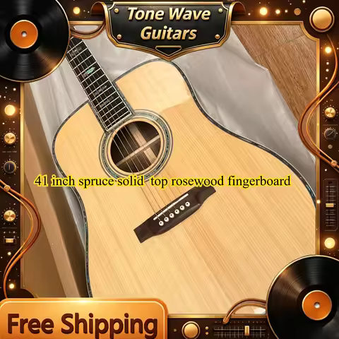 Best Seller D45 Acoustic Guitar 41 Inch Full circle abalone shell edging Spruce Solid Top Piano Body