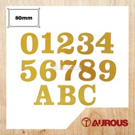 80MM METALLIC GOLD ACRYLIC NUMBER & ALPHABET HOUSE NUMBER PLATE (ABC / 0-9)