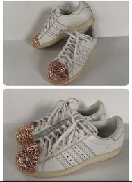 adidas 愛迪達Superstar 80 年代女式玫瑰金金屬趾皮鞋,Size 6.5,真皮無破損需清