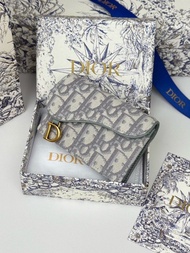 有單 DIOR Saddle Bloom Card holder 刺繡翻蓋老花 卡包 零錢包 灰色