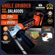 M.Machinery DAEWOO 20V Angle Grinder Cordless DALAG005 With Side Handle l With Battery and Charger