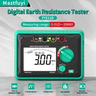 MASTFUYI Earth Ground Resistance Tester Earth Voltage Meter Automatic Discharge with LCD and Data St