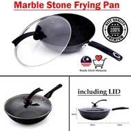 Non-Stick Pan Marble Stone Pan Wok With Lid Marble Wok 33cm