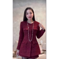 Tweed wool evening dress set with long Jacket mixed skirt, standard tk form, type 1 Hc224