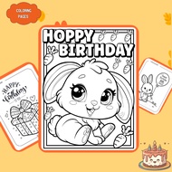 Set of 50/25/10 coloring pages, coloring pages for children, Happy Birthday theme, A4, A5 paper 160g
