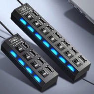 4 Port 7 Port USB HUB Extender USB 2.0 Hub Adapter Multi 7 In1 Hub USB On Off Portable Splitter Adap