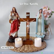 LILIN Catholic Prayer Set/ Catholic Mass Set/ Prayer Candle Jesus Statue Mary Statue