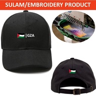 EMBROIDERY SULAM EMOJIS GZA GAZA PALESTINE FLAG LOGO BASEBALL 100% POLYESTER CAP ADJUSTABLE STRAP BL