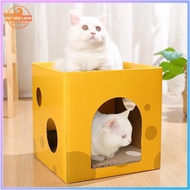 Cheese-shaped 2-layer scratching table house for Cats, carton house for cats