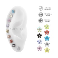 5-petal stone flower stud made of Titanium G23 with labret Simla Body (Piece) - Simla Body Jewelry T