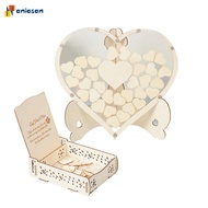 (aniasan) Wedding Decoration Guest Book Wooden Heart Guest Book Rustic Wooden Heart Drop Box Guest B