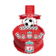 [CUSTOM NAME] Happy Birthday Cake Topper Liverpool Football Bola Sepak Decoration Kek Set Nama Party