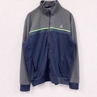 古著adidas CLIMA 運動外套/球衣，灰色和海軍藍配色，XL 碼