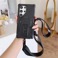 เคสโทรศัพท์แบบพับได้พร้อมแม่เหล็กสำหรับ Samsung S25 Ultra S24 plus ผู้หญิง แบบสะพายข้างพร้อมสายคล้อง