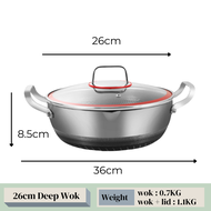 KATA Double Ear Handhold 316 Stainless Steel Honeycomb Pan Non-Stick Wok