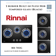 [SG Seller] RINNAI RB-783G 3 Burner Built-In Hob Tempered Glass (BLACK) TOP PLATE - 1 YEAR MANUFACTURER WARRANTY