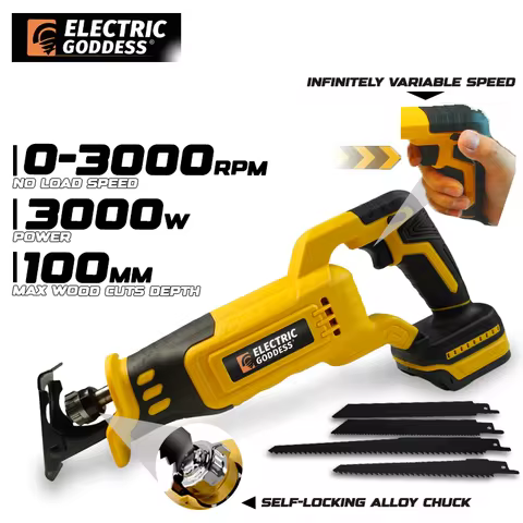 8500SPM Brushless Reciprocating Saw Cordless Chainsaw Sabre Saw Handheld Wood Cutting Power Tools Fo