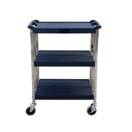 รถเข็นอเนกประสงค์สีดำ แบบพับได้ สแตนเลส 3 ชั้น combi wa