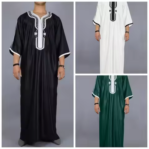 Men's Long Shirt Casual Youth Ordinary Muslim Robe