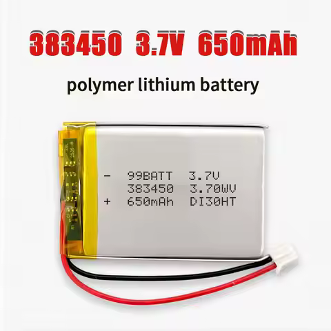 3.7V 650mAh 383450 403450 Battery Lipo Li-Polymer Rechargeable Lithium Ion Batteries for Water Dispe