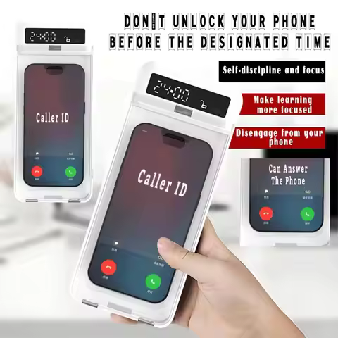 Portable Phone Lock Box with Timer Transparent Lid LCD Display Phone Locker Storage Box Self-Control