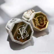 【Ready stock】Customized Ring Box, 2 Slot Velvet Ring Box, Customized Box, Wedding Ring, Engagement, 