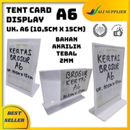 Acrylic Tent Card A6 Acrylic Display A6/ Acrylic L-shaped A6 size Acrylic Table/ ACRYLIC TABLE/ QRIS