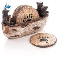 [gouyu77.vn] Set of 6 Full Size Bear Coasters Lack Bear  Decorations, Rustic Lodge Style for the Hom