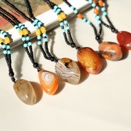 瑪瑙原石項鏈/纏絲瑪瑙隨形原石毛衣鏈 玉石玉器吊墜毛衣鏈