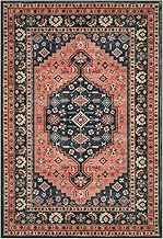 Tangsoo Vintage Rug 2.6x8 Washable Runner Rug for Hallways,Red/Blue Non-Slip Low Pile Long Rug Runne