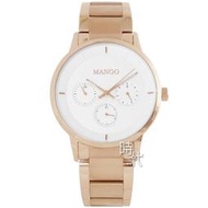 【台南 時代鐘錶 MANGO】西班牙設計美學 三眼日期 鋼錶帶女錶 MA6751M-RG 白/玫瑰金 42mm